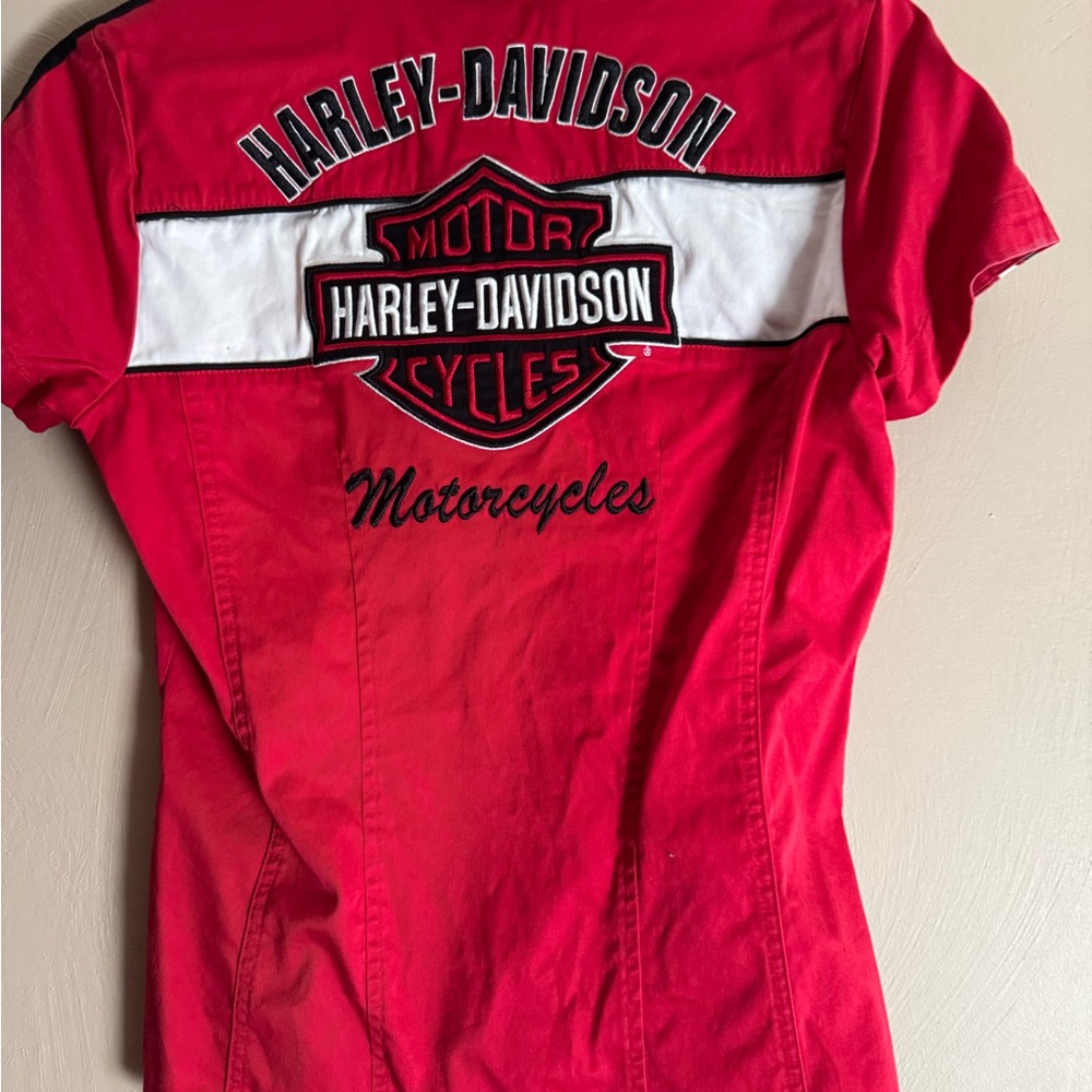 Harley-Davidson Red and White Motorcycle Shirt